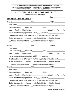 AASD Student Registration Form