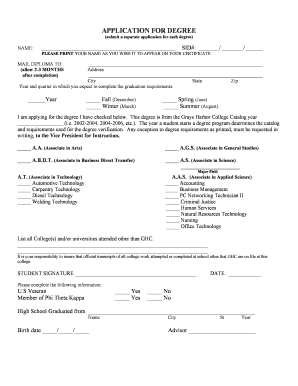 Grays Harbor College Degree Application