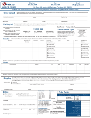 RxPads Prescription Pad Order Form