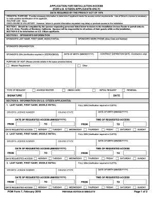 Application for Installation Access