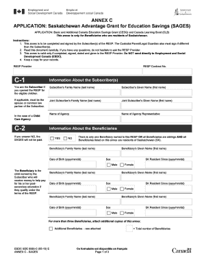 Saskatchewan Advantage Grant for Education Savings (SAGES) Application