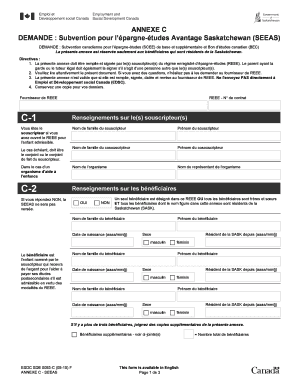 Annexe C - Demande de subvention pour l’épargne-études Avantage Saskatchewan