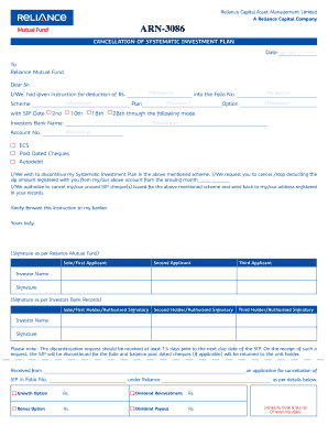 Systematic Investment Plan Cancellation Form
