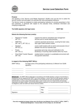 Service Level Selection Form