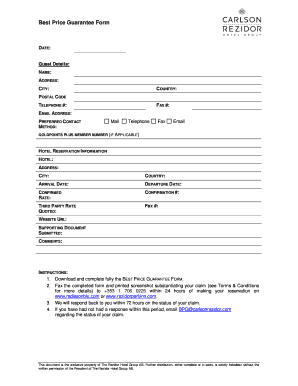 Best Price Guarantee Form