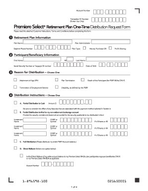 Premiere Select Retirement Plan One-Time Distribution Request Form