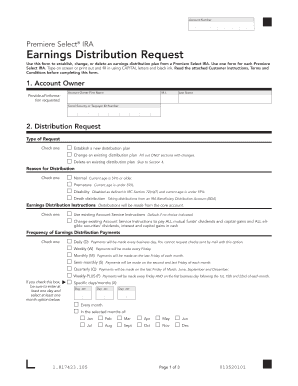 Premiere Select IRA Earnings Distribution Request