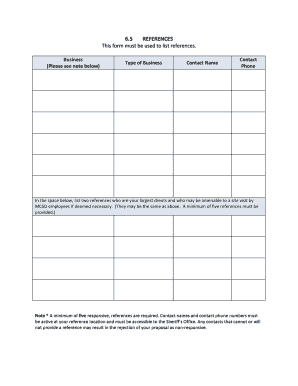 Business Reference Form