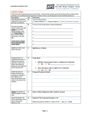 Company Registration Order Form