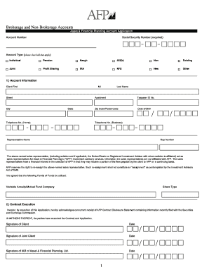 Asset & Financial Planning Account Application