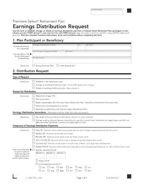 Premiere Select Retirement Plan Earnings Distribution Request