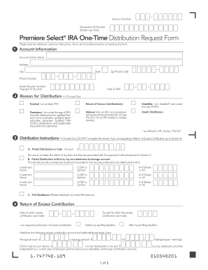 Premiere Select IRA One-Time Distribution Request Form