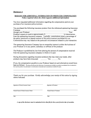 Insurance Producer Compensation Disclosure Form