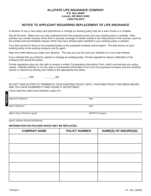 Notice to Applicant Regarding Life Insurance Replacement