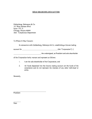 Sole Shareholder Letter