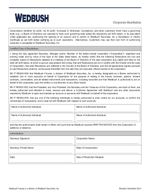 Corporate Resolution for Account Authorization