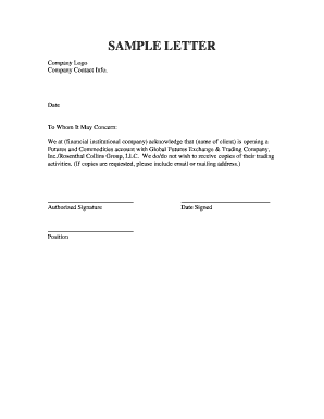 Futures Account Authorization Letter