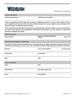 Additional Account Request Form