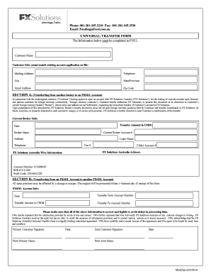 FX Solutions Australia Universal Transfer Form