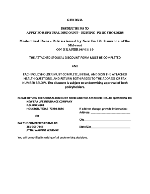 Spousal Discount Form for Medicare Supplement Plans