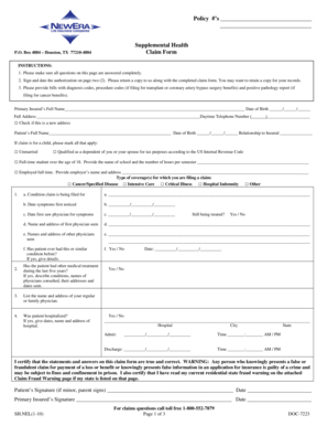 Supplemental Health Insurance Claim Form