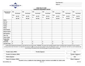Home Health Care Caregiver Assessment Report