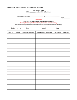 Daily Jurors' Attendance Record
