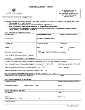 ND Medicaid Suboxone Prior Authorization Form