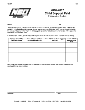 Child Support Paid Form