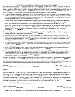 Participant Agreement Release and Assumption of Risk