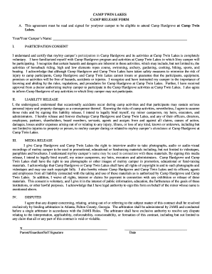 Camp Twin Lakes Release Form