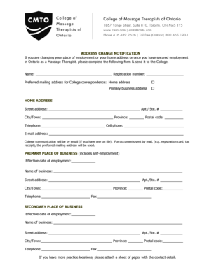 Address Change Notification for Massage Therapists