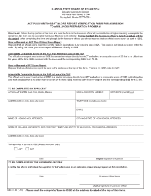 Illinois ACT/SAT Score Report Verification Form