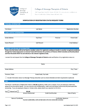 Verification of Registration Request Form