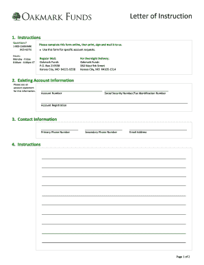 Oakmark Funds Letter of Instruction