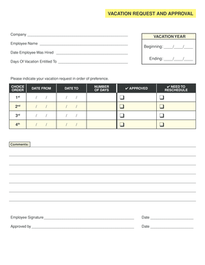 Vacation Request and Approval Form