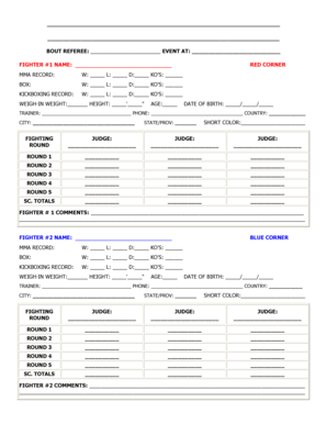 MMA Fight Scorecard Template