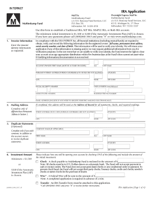 IRA Application Form