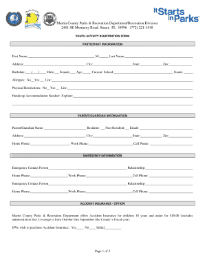 Youth Activity Registration Form