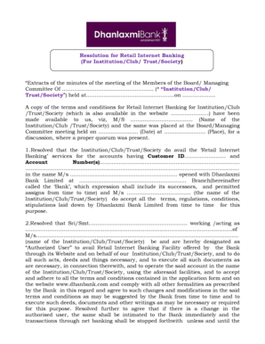 Resolution for Retail Internet Banking