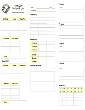 Hockey Game Card Template