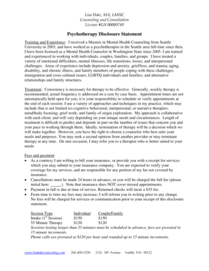 Psychotherapy Disclosure Statement