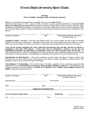 Illinois State University Sport Club Waiver