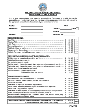 Orleans County Health Department Environmental Fee Schedule