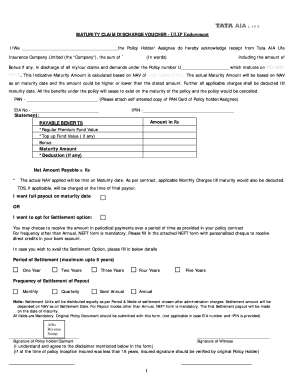 Maturity Claim Discharge Voucher - ULIP Endowment