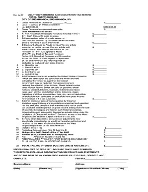 Quarterly Business and Occupation Tax Return