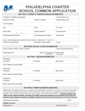 Philadelphia Charter School Common Application