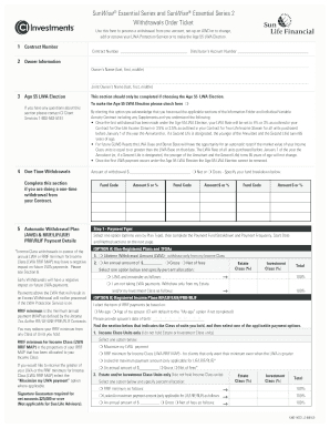SunWise Withdrawal Order Ticket