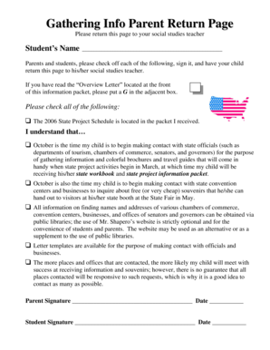 Student State Project Information Return Form