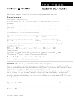 Request for Group Insurance Form